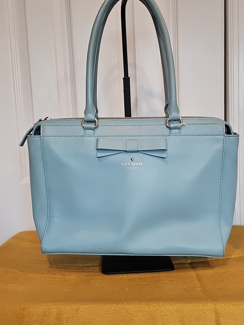 Kate Spade Tallow Court Jennifer Leather Satchel - Baby Blue Storybook Lining - Picture 1 of 16